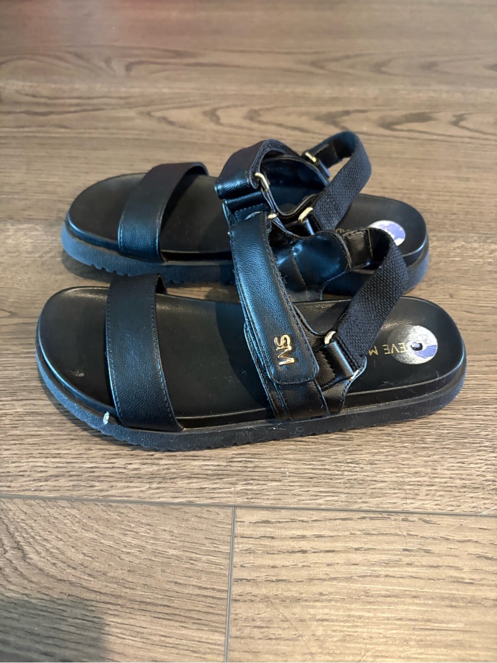Steve Madden Kids Black Strappy Buckle Sandals